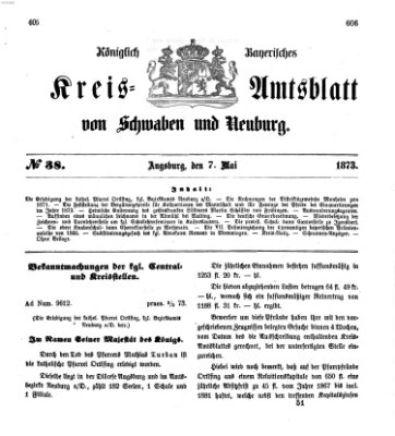 Königlich Bayerisches Kreis-Amtsblatt von Schwaben und Neuburg Mittwoch 7. Mai 1873