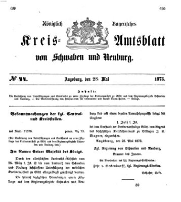 Königlich Bayerisches Kreis-Amtsblatt von Schwaben und Neuburg Mittwoch 28. Mai 1873