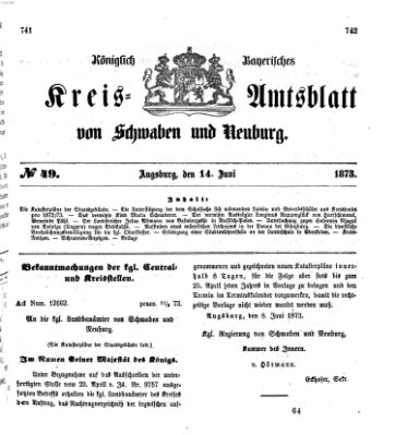 Königlich Bayerisches Kreis-Amtsblatt von Schwaben und Neuburg Samstag 14. Juni 1873