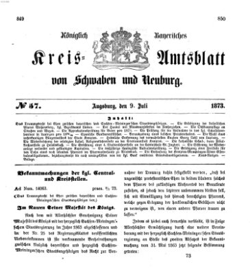 Königlich Bayerisches Kreis-Amtsblatt von Schwaben und Neuburg Mittwoch 9. Juli 1873