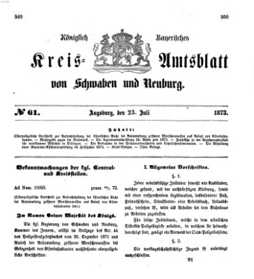 Königlich Bayerisches Kreis-Amtsblatt von Schwaben und Neuburg Mittwoch 23. Juli 1873