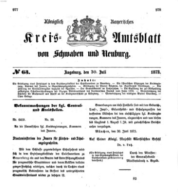 Königlich Bayerisches Kreis-Amtsblatt von Schwaben und Neuburg Mittwoch 30. Juli 1873