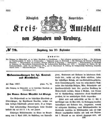 Königlich Bayerisches Kreis-Amtsblatt von Schwaben und Neuburg Samstag 20. September 1873