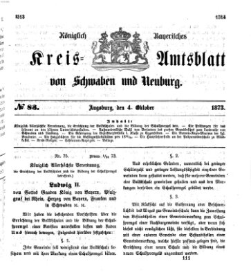 Königlich Bayerisches Kreis-Amtsblatt von Schwaben und Neuburg Samstag 4. Oktober 1873