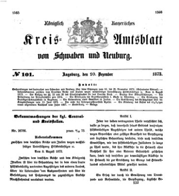 Königlich Bayerisches Kreis-Amtsblatt von Schwaben und Neuburg Mittwoch 10. Dezember 1873