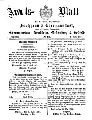 Amtsblatt für die Königlichen Bezirksämter Forchheim und Ebermannstadt sowie für die Königliche Stadt Forchheim Dienstag 4. Juni 1872