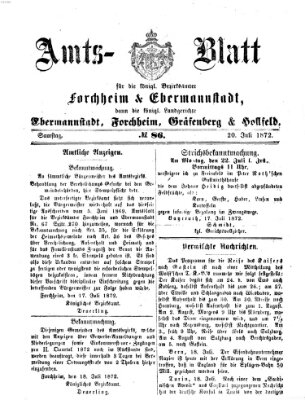 Amtsblatt für die Königlichen Bezirksämter Forchheim und Ebermannstadt sowie für die Königliche Stadt Forchheim Samstag 20. Juli 1872