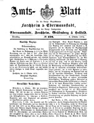 Amtsblatt für die Königlichen Bezirksämter Forchheim und Ebermannstadt sowie für die Königliche Stadt Forchheim Dienstag 8. Oktober 1872