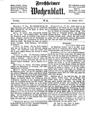 Amtsblatt für die Königlichen Bezirksämter Forchheim und Ebermannstadt sowie für die Königliche Stadt Forchheim Dienstag 14. Januar 1873