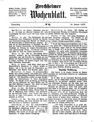 Amtsblatt für die Königlichen Bezirksämter Forchheim und Ebermannstadt sowie für die Königliche Stadt Forchheim Donnerstag 16. Januar 1873