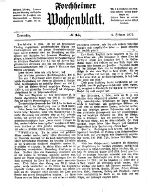 Amtsblatt für die Königlichen Bezirksämter Forchheim und Ebermannstadt sowie für die Königliche Stadt Forchheim Donnerstag 6. Februar 1873