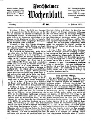 Amtsblatt für die Königlichen Bezirksämter Forchheim und Ebermannstadt sowie für die Königliche Stadt Forchheim Samstag 8. Februar 1873