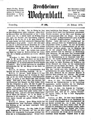 Amtsblatt für die Königlichen Bezirksämter Forchheim und Ebermannstadt sowie für die Königliche Stadt Forchheim Donnerstag 13. Februar 1873