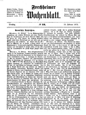 Amtsblatt für die Königlichen Bezirksämter Forchheim und Ebermannstadt sowie für die Königliche Stadt Forchheim Dienstag 25. Februar 1873