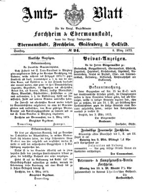 Amtsblatt für die Königlichen Bezirksämter Forchheim und Ebermannstadt sowie für die Königliche Stadt Forchheim Samstag 8. März 1873