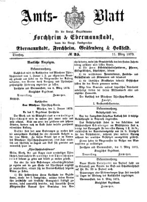 Amtsblatt für die Königlichen Bezirksämter Forchheim und Ebermannstadt sowie für die Königliche Stadt Forchheim Dienstag 11. März 1873