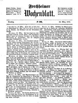 Amtsblatt für die Königlichen Bezirksämter Forchheim und Ebermannstadt sowie für die Königliche Stadt Forchheim Samstag 22. März 1873