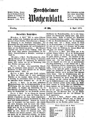 Amtsblatt für die Königlichen Bezirksämter Forchheim und Ebermannstadt sowie für die Königliche Stadt Forchheim Dienstag 8. April 1873