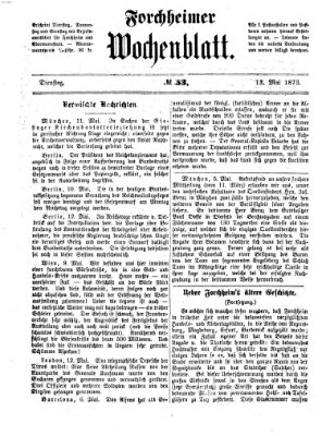 Amtsblatt für die Königlichen Bezirksämter Forchheim und Ebermannstadt sowie für die Königliche Stadt Forchheim Dienstag 13. Mai 1873