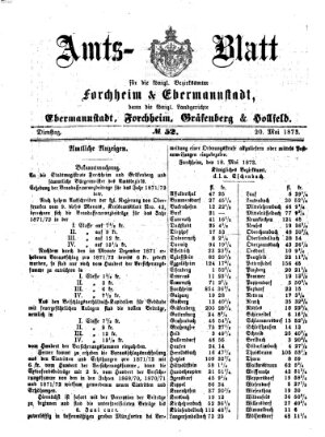 Amtsblatt für die Königlichen Bezirksämter Forchheim und Ebermannstadt sowie für die Königliche Stadt Forchheim Dienstag 20. Mai 1873