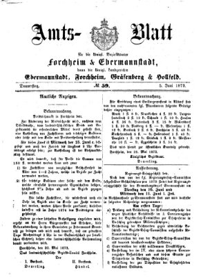 Amtsblatt für die Königlichen Bezirksämter Forchheim und Ebermannstadt sowie für die Königliche Stadt Forchheim Donnerstag 5. Juni 1873