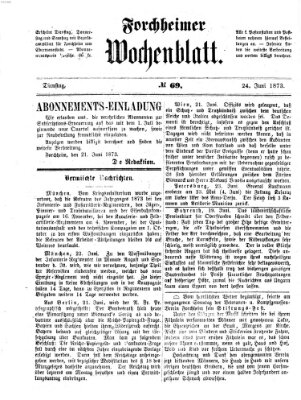 Amtsblatt für die Königlichen Bezirksämter Forchheim und Ebermannstadt sowie für die Königliche Stadt Forchheim Dienstag 24. Juni 1873