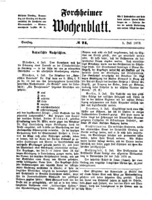 Amtsblatt für die Königlichen Bezirksämter Forchheim und Ebermannstadt sowie für die Königliche Stadt Forchheim Samstag 5. Juli 1873