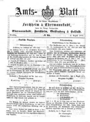 Amtsblatt für die Königlichen Bezirksämter Forchheim und Ebermannstadt sowie für die Königliche Stadt Forchheim Dienstag 5. August 1873