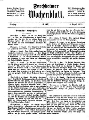 Amtsblatt für die Königlichen Bezirksämter Forchheim und Ebermannstadt sowie für die Königliche Stadt Forchheim Dienstag 5. August 1873