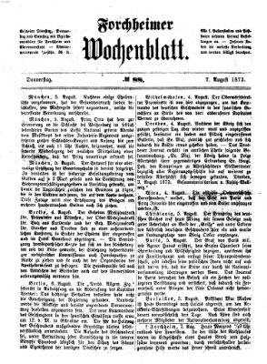 Amtsblatt für die Königlichen Bezirksämter Forchheim und Ebermannstadt sowie für die Königliche Stadt Forchheim Donnerstag 7. August 1873