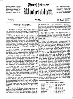 Amtsblatt für die Königlichen Bezirksämter Forchheim und Ebermannstadt sowie für die Königliche Stadt Forchheim Dienstag 19. August 1873