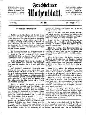 Amtsblatt für die Königlichen Bezirksämter Forchheim und Ebermannstadt sowie für die Königliche Stadt Forchheim Dienstag 26. August 1873