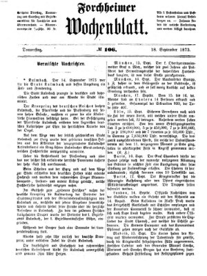 Amtsblatt für die Königlichen Bezirksämter Forchheim und Ebermannstadt sowie für die Königliche Stadt Forchheim Donnerstag 18. September 1873