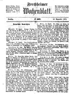 Amtsblatt für die Königlichen Bezirksämter Forchheim und Ebermannstadt sowie für die Königliche Stadt Forchheim Samstag 20. September 1873