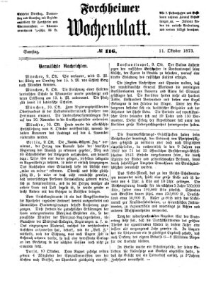 Amtsblatt für die Königlichen Bezirksämter Forchheim und Ebermannstadt sowie für die Königliche Stadt Forchheim Samstag 11. Oktober 1873