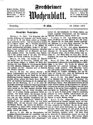 Amtsblatt für die Königlichen Bezirksämter Forchheim und Ebermannstadt sowie für die Königliche Stadt Forchheim Donnerstag 23. Oktober 1873