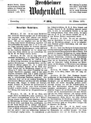 Amtsblatt für die Königlichen Bezirksämter Forchheim und Ebermannstadt sowie für die Königliche Stadt Forchheim Donnerstag 30. Oktober 1873