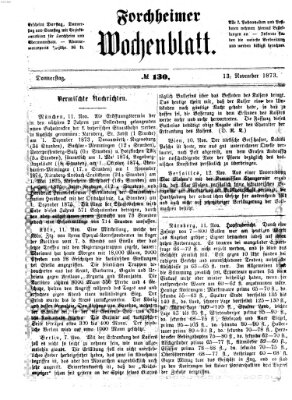 Amtsblatt für die Königlichen Bezirksämter Forchheim und Ebermannstadt sowie für die Königliche Stadt Forchheim Donnerstag 13. November 1873