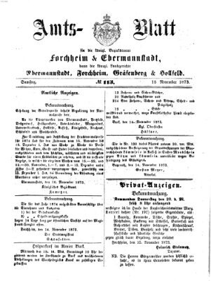 Amtsblatt für die Königlichen Bezirksämter Forchheim und Ebermannstadt sowie für die Königliche Stadt Forchheim Samstag 15. November 1873