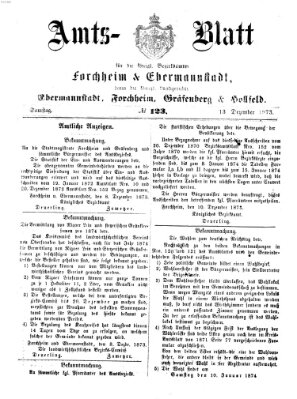 Amtsblatt für die Königlichen Bezirksämter Forchheim und Ebermannstadt sowie für die Königliche Stadt Forchheim Samstag 13. Dezember 1873