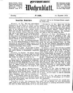 Amtsblatt für die Königlichen Bezirksämter Forchheim und Ebermannstadt sowie für die Königliche Stadt Forchheim Dienstag 16. Dezember 1873