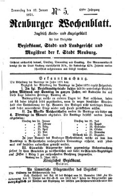 Neuburger Wochenblatt Donnerstag 12. Januar 1871