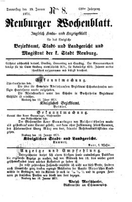 Neuburger Wochenblatt Donnerstag 19. Januar 1871