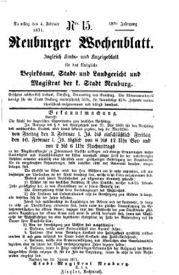 Neuburger Wochenblatt Samstag 4. Februar 1871