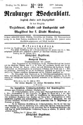 Neuburger Wochenblatt Dienstag 21. Februar 1871