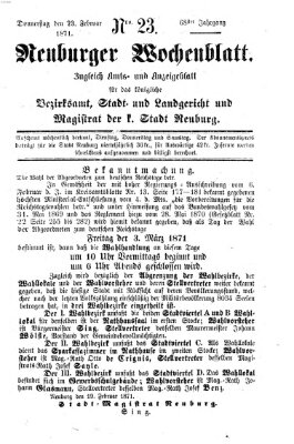 Neuburger Wochenblatt Donnerstag 23. Februar 1871