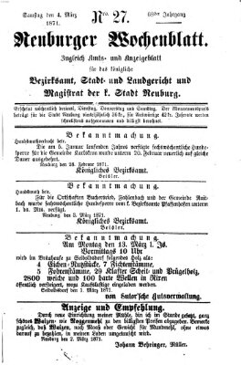 Neuburger Wochenblatt Samstag 4. März 1871