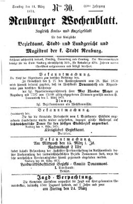 Neuburger Wochenblatt Samstag 11. März 1871