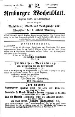 Neuburger Wochenblatt Donnerstag 16. März 1871