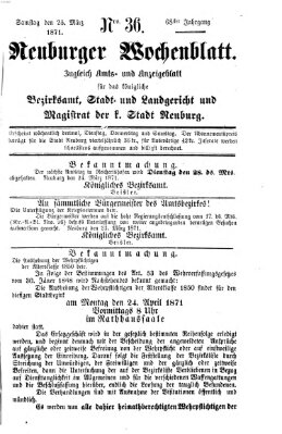 Neuburger Wochenblatt Samstag 25. März 1871